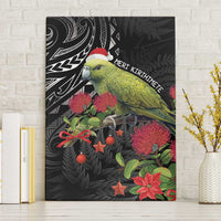 Meri Kirihimete Kakapo Canvas Wall Art Black Silver Fern Christmas Vibe LT9 Without Frame Black - Polynesian Pride