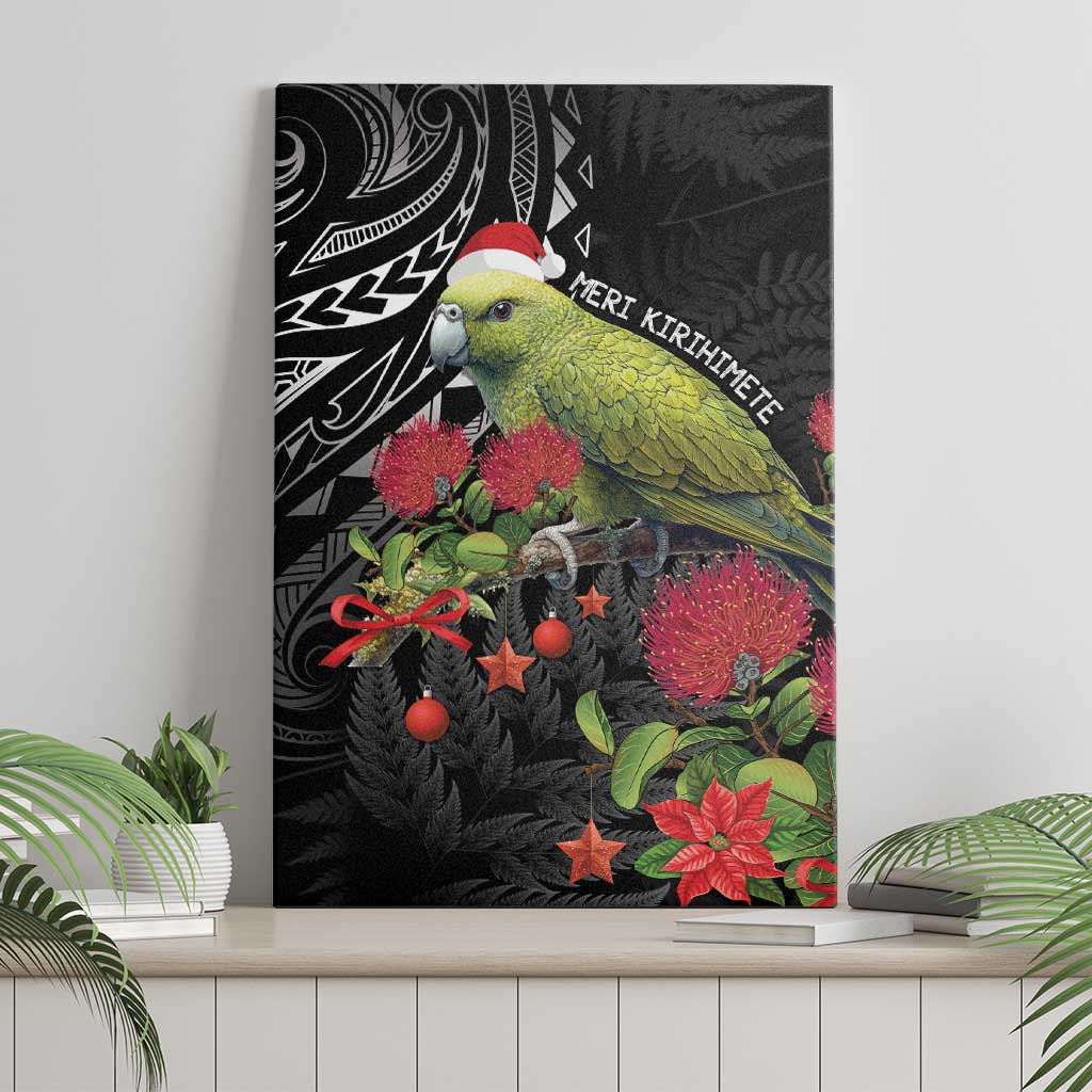 Meri Kirihimete Kakapo Canvas Wall Art Black Silver Fern Christmas Vibe LT9 - Polynesian Pride