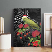 Meri Kirihimete Kakapo Canvas Wall Art Black Silver Fern Christmas Vibe LT9 - Polynesian Pride