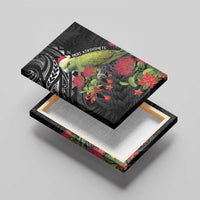Meri Kirihimete Kakapo Canvas Wall Art Black Silver Fern Christmas Vibe LT9 - Polynesian Pride