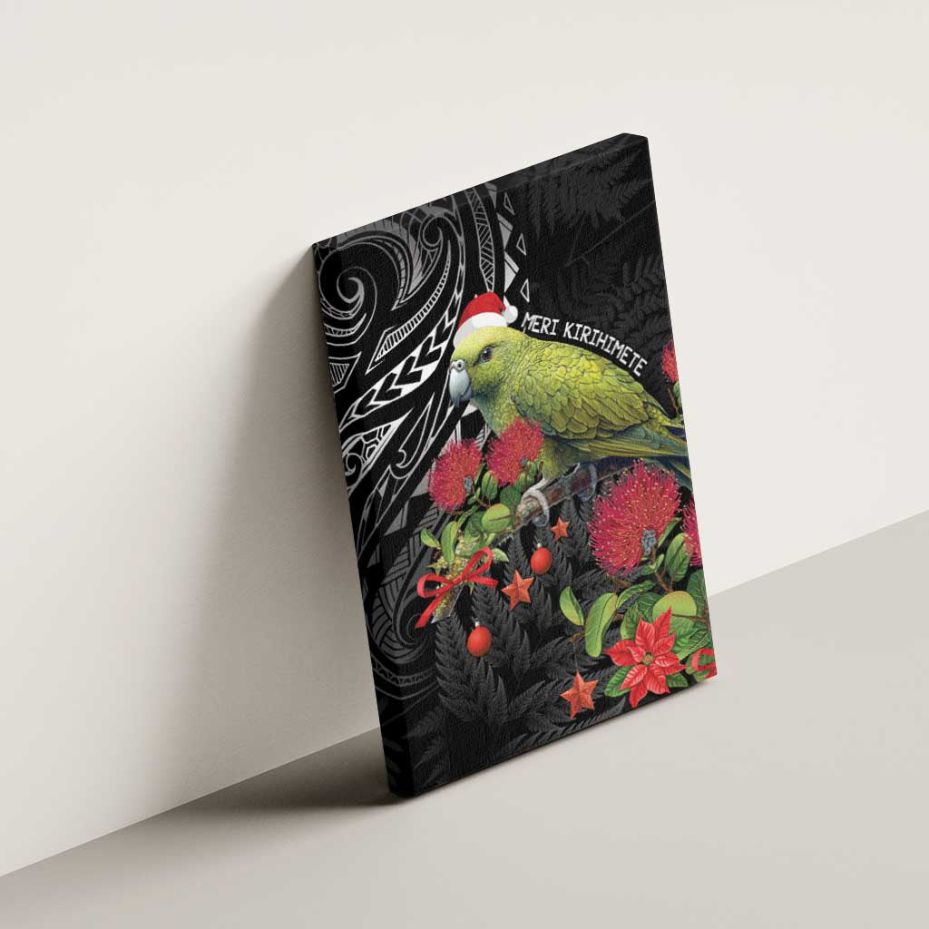 Meri Kirihimete Kakapo Canvas Wall Art Black Silver Fern Christmas Vibe LT9 - Polynesian Pride