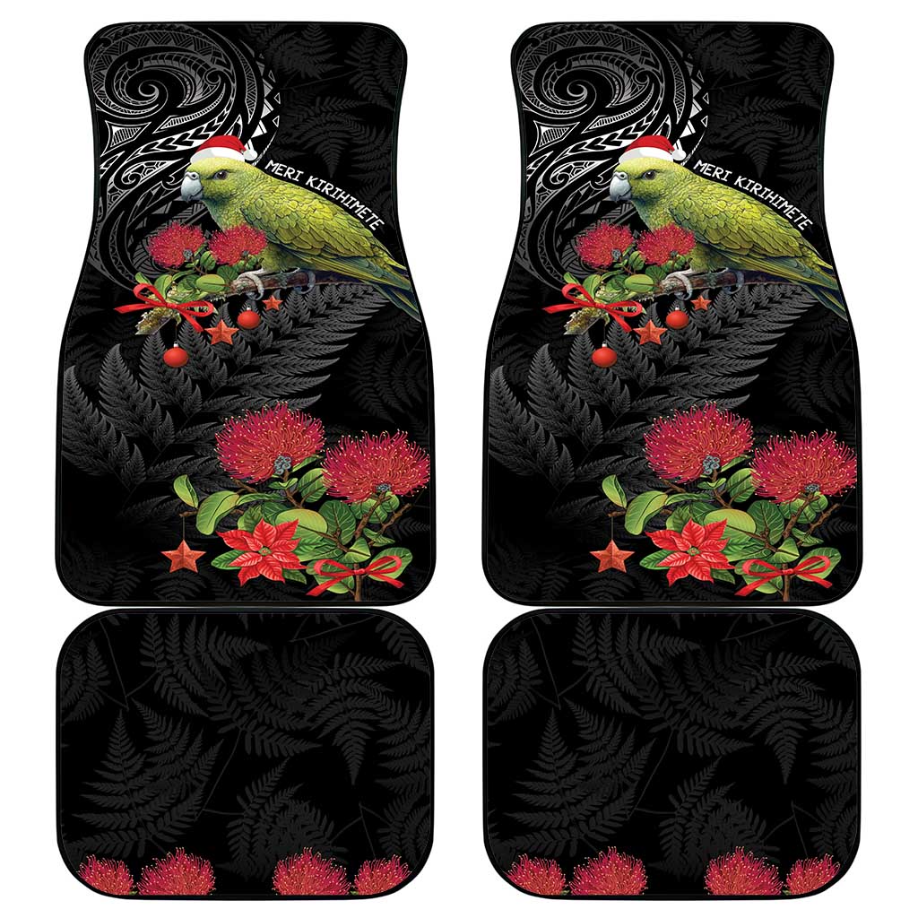 Meri Kirihimete Kakapo Car Mats Black Silver Fern Christmas Vibe LT9 - Polynesian Pride