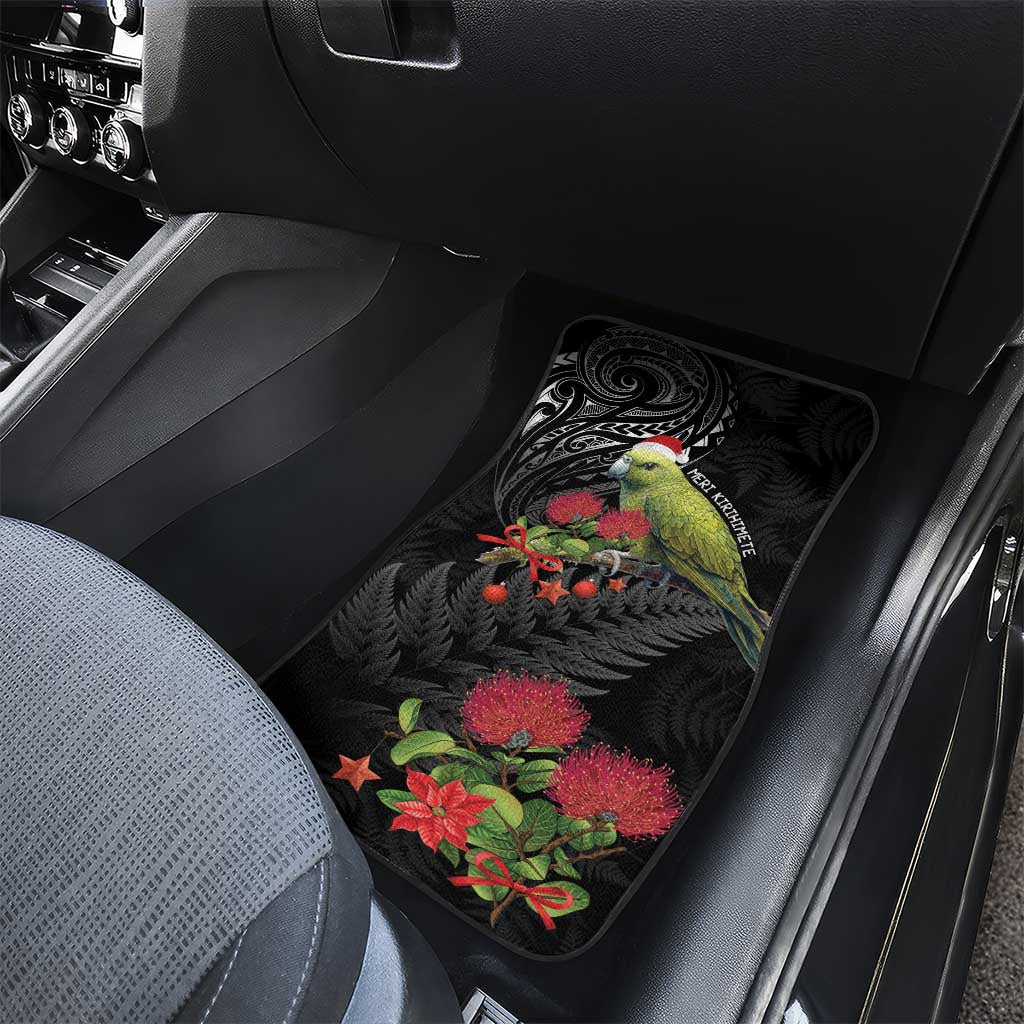 Meri Kirihimete Kakapo Car Mats Black Silver Fern Christmas Vibe LT9 - Polynesian Pride