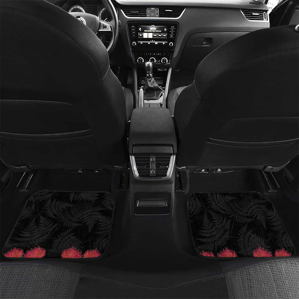 Meri Kirihimete Kakapo Car Mats Black Silver Fern Christmas Vibe LT9 Set 2pcs - Back Black - Polynesian Pride