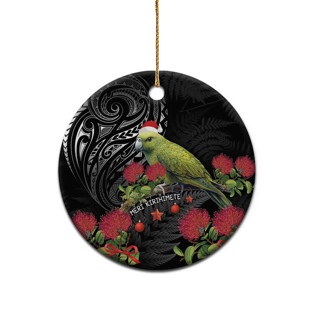 Meri Kirihimete Kakapo Ceramic Ornament Black Silver Fern Christmas Vibe LT9 - Polynesian Pride