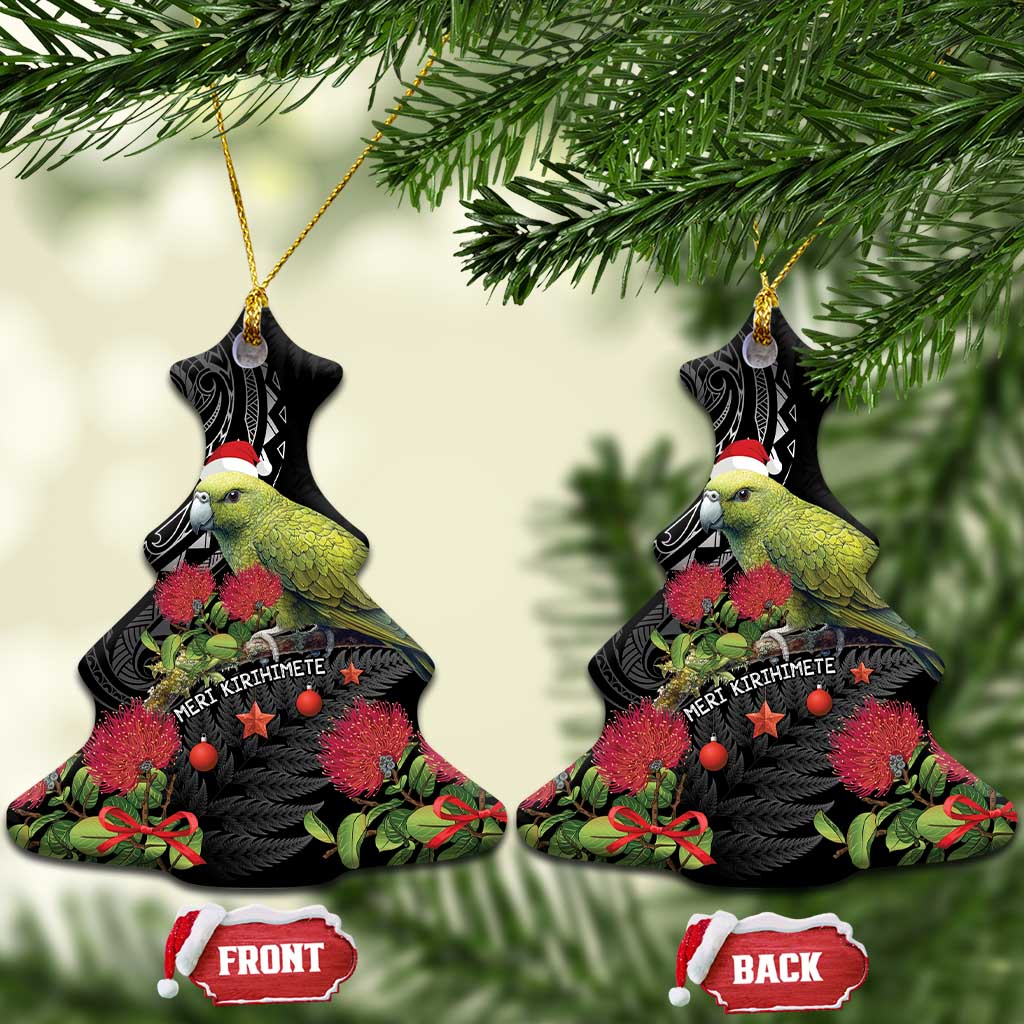 Meri Kirihimete Kakapo Ceramic Ornament Black Silver Fern Christmas Vibe LT9 Christmas Tree Black - Polynesian Pride