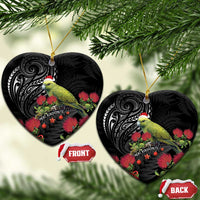 Meri Kirihimete Kakapo Ceramic Ornament Black Silver Fern Christmas Vibe LT9 Heart Black - Polynesian Pride