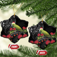 Meri Kirihimete Kakapo Ceramic Ornament Black Silver Fern Christmas Vibe LT9 Snow Flake Black - Polynesian Pride