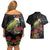 Meri Kirihimete Kakapo Couples Matching Off Shoulder Short Dress and Hawaiian Shirt Black Silver Fern Christmas Vibe