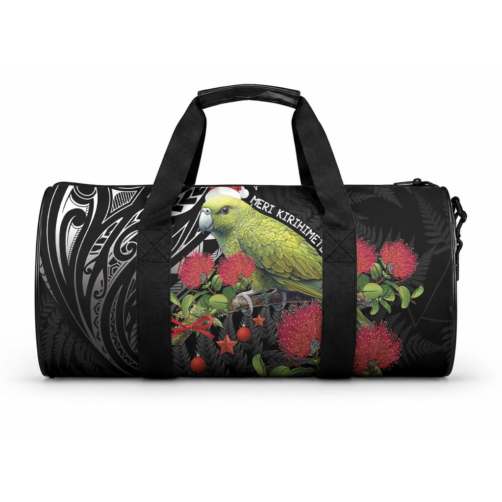 Meri Kirihimete Kakapo Duffle Bag Black Silver Fern Christmas Vibe LT9 One size Black - Polynesian Pride