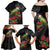 Meri Kirihimete Kakapo Family Matching Off Shoulder Maxi Dress and Hawaiian Shirt Black Silver Fern Christmas Vibe