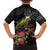 Meri Kirihimete Kakapo Family Matching Off Shoulder Short Dress and Hawaiian Shirt Black Silver Fern Christmas Vibe