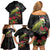 Meri Kirihimete Kakapo Family Matching Off Shoulder Short Dress and Hawaiian Shirt Black Silver Fern Christmas Vibe