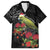 Meri Kirihimete Kakapo Family Matching Off Shoulder Short Dress and Hawaiian Shirt Black Silver Fern Christmas Vibe