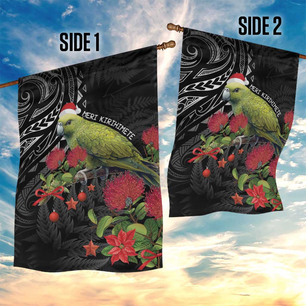 Meri Kirihimete Kakapo Garden Flag Black Silver Fern Christmas Vibe LT9 - Polynesian Pride