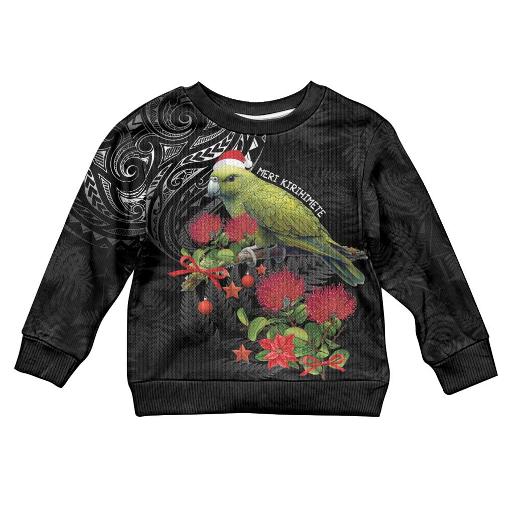 Meri Kirihimete Kakapo Kid Ugly Christmas Sweater Black Silver Fern Christmas Vibe