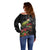 Meri Kirihimete Kakapo Off Shoulder Sweater Black Silver Fern Christmas Vibe