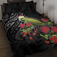 Meri Kirihimete Kakapo Quilt Bed Set Black Silver Fern Christmas Vibe LT9 Black - Polynesian Pride