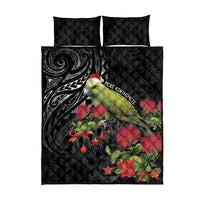 Meri Kirihimete Kakapo Quilt Bed Set Black Silver Fern Christmas Vibe LT9 - Polynesian Pride