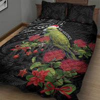 Meri Kirihimete Kakapo Quilt Bed Set Black Silver Fern Christmas Vibe LT9 - Polynesian Pride