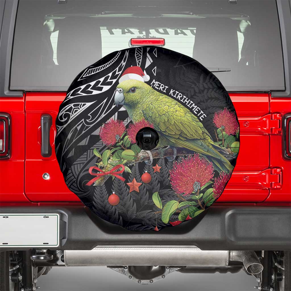 Meri Kirihimete Kakapo Spare Tire Cover Black Silver Fern Christmas Vibe LT9 - Polynesian Pride