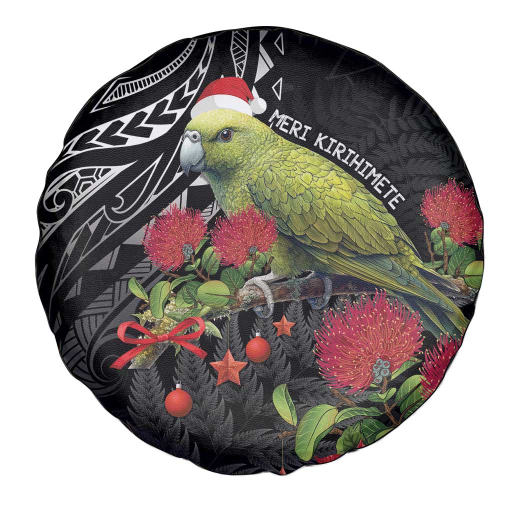 Meri Kirihimete Kakapo Spare Tire Cover Black Silver Fern Christmas Vibe LT9 - Polynesian Pride