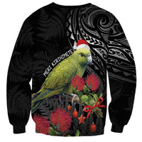 Meri Kirihimete Kakapo Sweatshirt Black Silver Fern Christmas Vibe