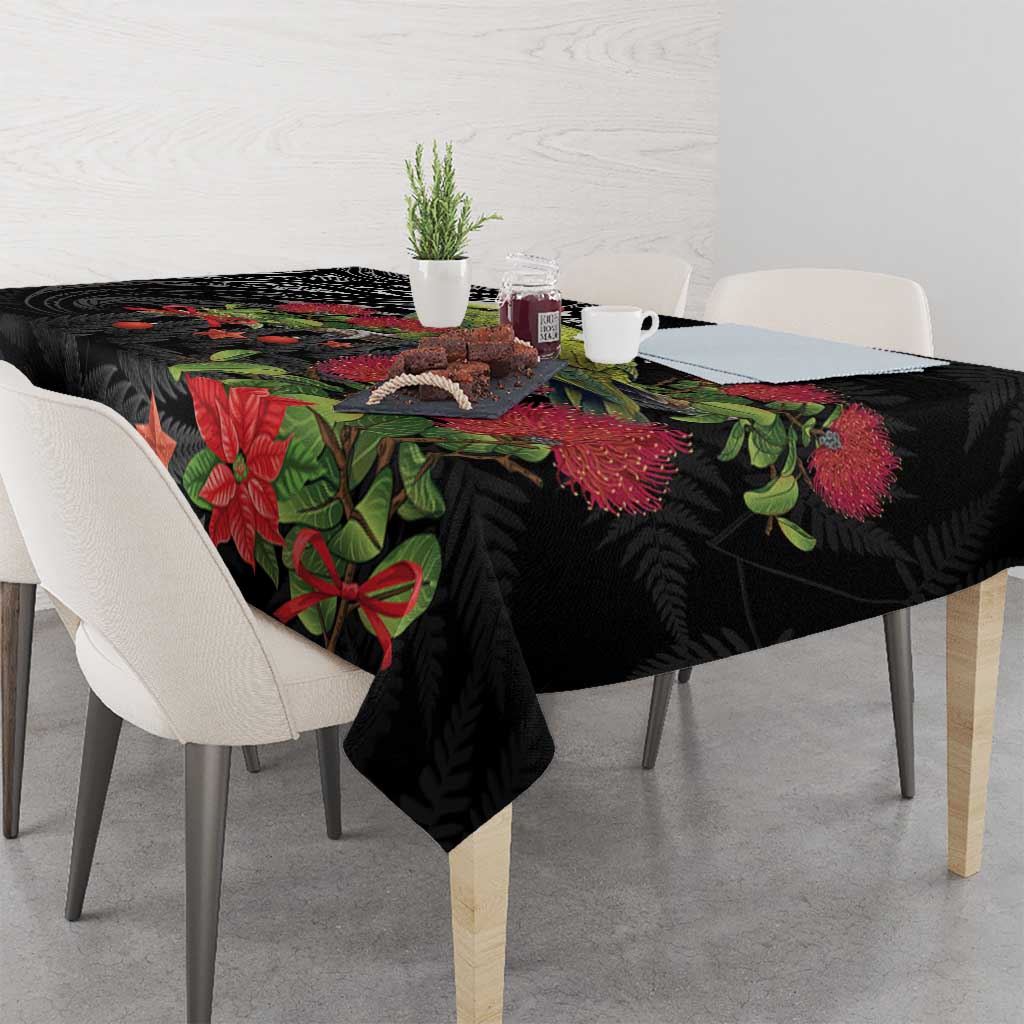 Meri Kirihimete Kakapo Tablecloth Black Silver Fern Christmas Vibe LT9 - Polynesian Pride