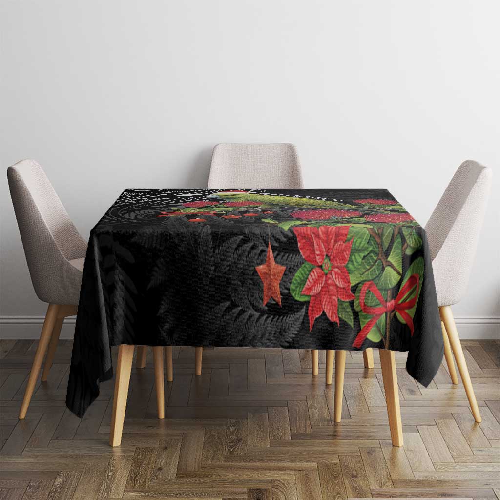 Meri Kirihimete Kakapo Tablecloth Black Silver Fern Christmas Vibe LT9 - Polynesian Pride