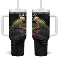 Meri Kirihimete Kakapo Tumbler With Handle Black Silver Fern Christmas Vibe LT9 One Size: 40 oz Black - Polynesian Pride
