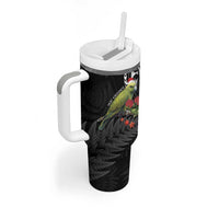 Meri Kirihimete Kakapo Tumbler With Handle Black Silver Fern Christmas Vibe LT9 - Polynesian Pride