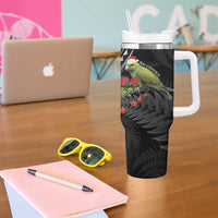 Meri Kirihimete Kakapo Tumbler With Handle Black Silver Fern Christmas Vibe LT9 - Polynesian Pride