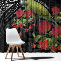 Meri Kirihimete Kakapo Window Curtain Black Silver Fern Christmas Vibe LT9 - Polynesian Pride
