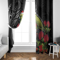 Meri Kirihimete Kakapo Window Curtain Black Silver Fern Christmas Vibe LT9 - Polynesian Pride