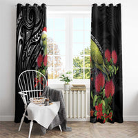 Meri Kirihimete Kakapo Window Curtain Black Silver Fern Christmas Vibe LT9 - Polynesian Pride