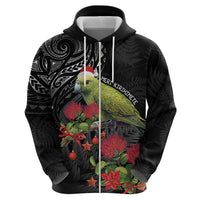 Meri Kirihimete Kakapo Zip Hoodie Black Silver Fern Christmas Vibe