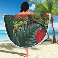 Meri Kirihimete Kakapo Beach Blanket Green Silver Fern Christmas Vibe LT9 - Polynesian Pride
