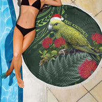 Meri Kirihimete Kakapo Beach Blanket Green Silver Fern Christmas Vibe LT9 - Polynesian Pride