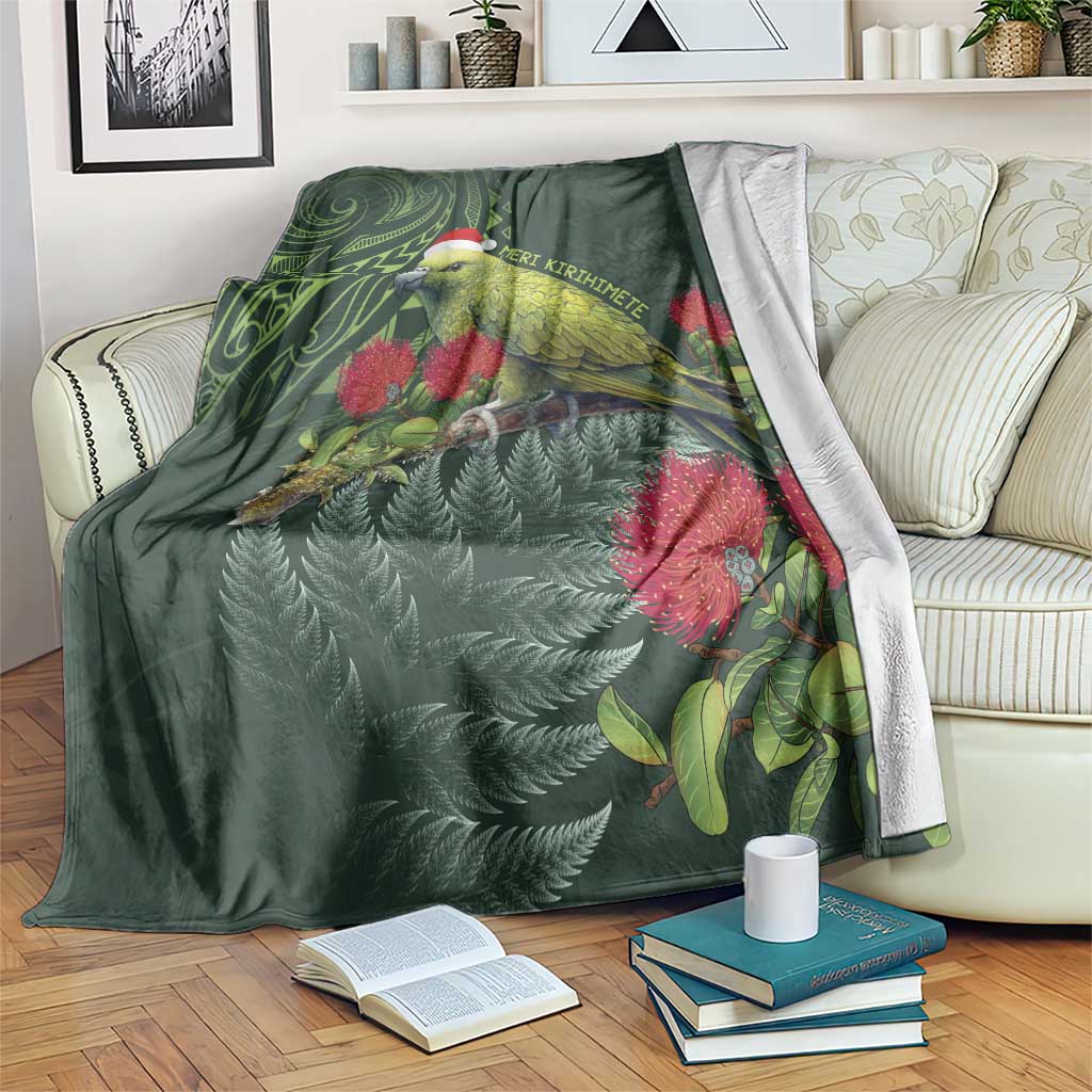 Meri Kirihimete Kakapo Blanket Green Silver Fern Christmas Vibe LT9 Green - Polynesian Pride