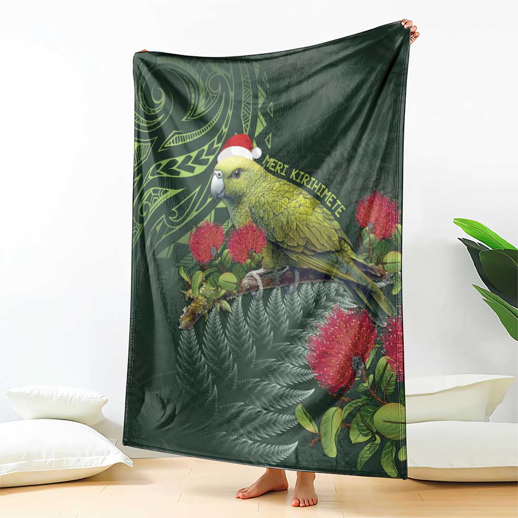 Meri Kirihimete Kakapo Blanket Green Silver Fern Christmas Vibe LT9 - Polynesian Pride