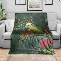 Meri Kirihimete Kakapo Blanket Green Silver Fern Christmas Vibe LT9 - Polynesian Pride