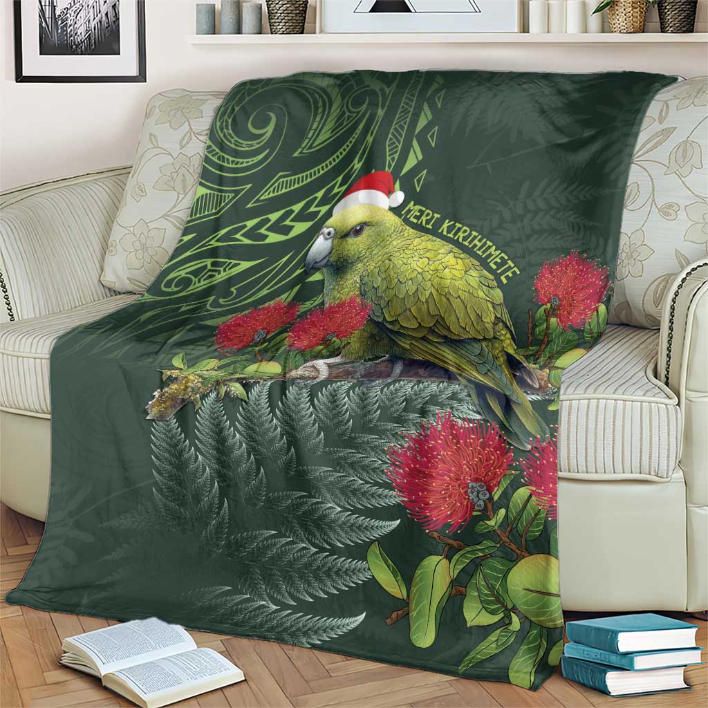 Meri Kirihimete Kakapo Blanket Green Silver Fern Christmas Vibe LT9 - Polynesian Pride