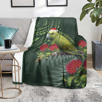 Meri Kirihimete Kakapo Blanket Green Silver Fern Christmas Vibe LT9 - Polynesian Pride