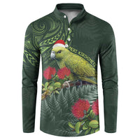 Meri Kirihimete Kakapo Button Sweatshirt Green Silver Fern Christmas Vibe LT9 Green - Polynesian Pride