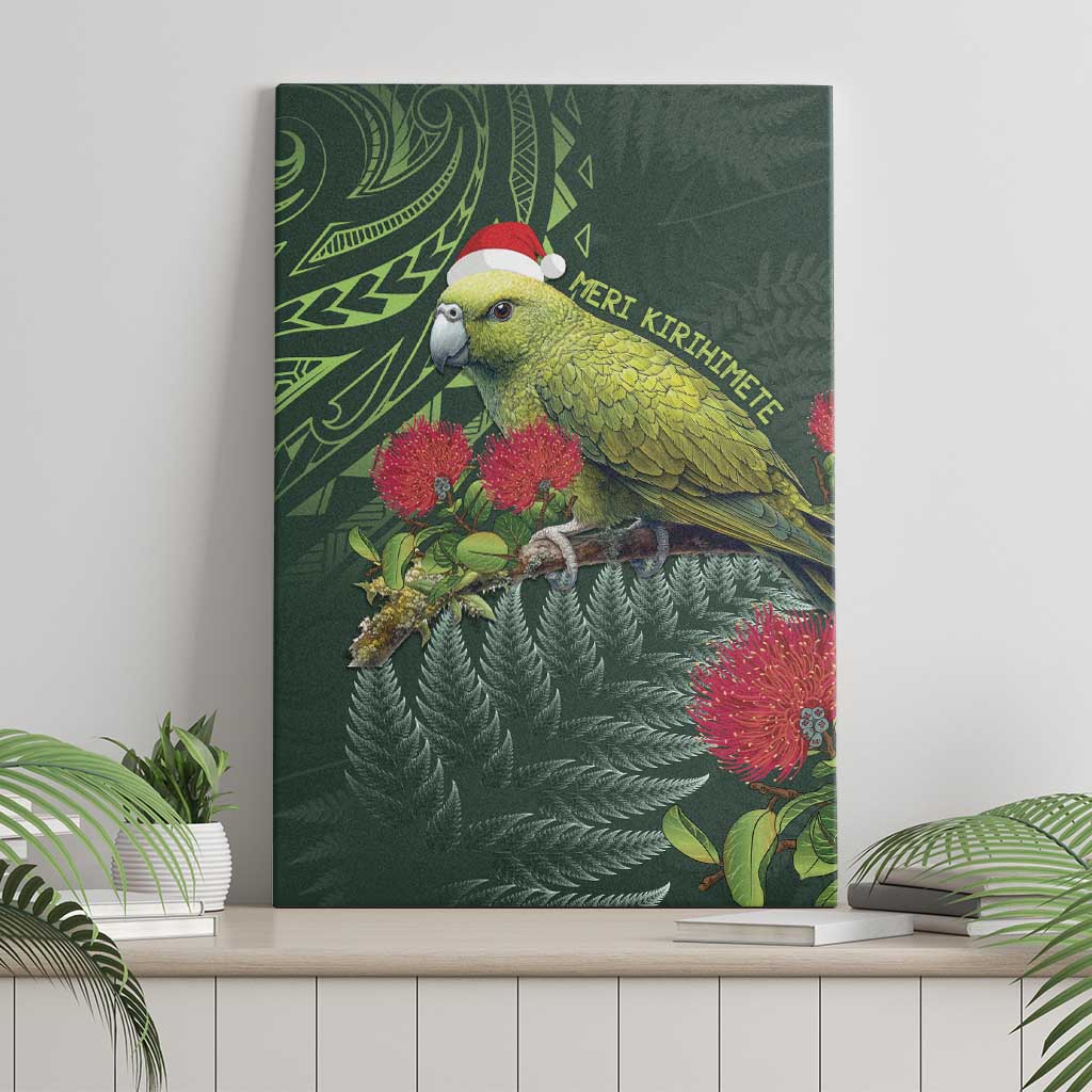 Meri Kirihimete Kakapo Canvas Wall Art Green Silver Fern Christmas Vibe LT9 - Polynesian Pride