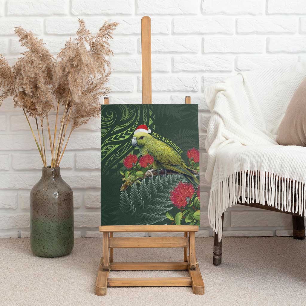 Meri Kirihimete Kakapo Canvas Wall Art Green Silver Fern Christmas Vibe LT9 - Polynesian Pride
