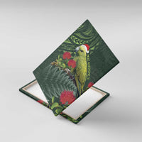Meri Kirihimete Kakapo Canvas Wall Art Green Silver Fern Christmas Vibe LT9 With Frame Green - Polynesian Pride