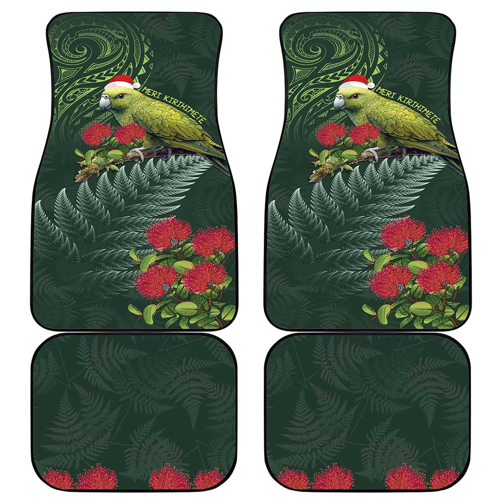 Meri Kirihimete Kakapo Car Mats Green Silver Fern Christmas Vibe LT9 - Polynesian Pride