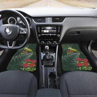 Meri Kirihimete Kakapo Car Mats Green Silver Fern Christmas Vibe LT9 Set 2pcs - Front Green - Polynesian Pride