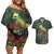 Meri Kirihimete Kakapo Couples Matching Off Shoulder Short Dress and Hawaiian Shirt Green Silver Fern Christmas Vibe